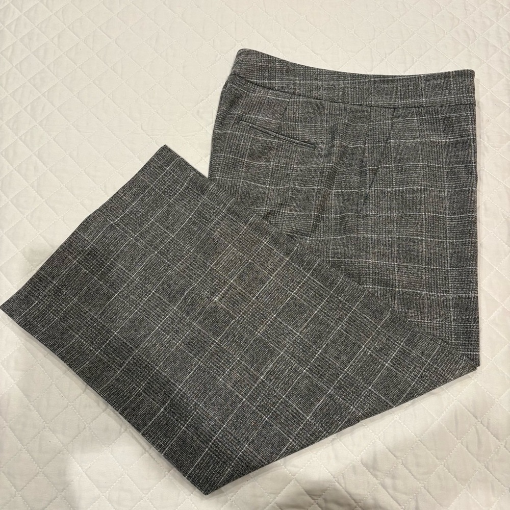 Ann Taylor Charcoal Checkered Wide Leg Pants, women’s Size 10